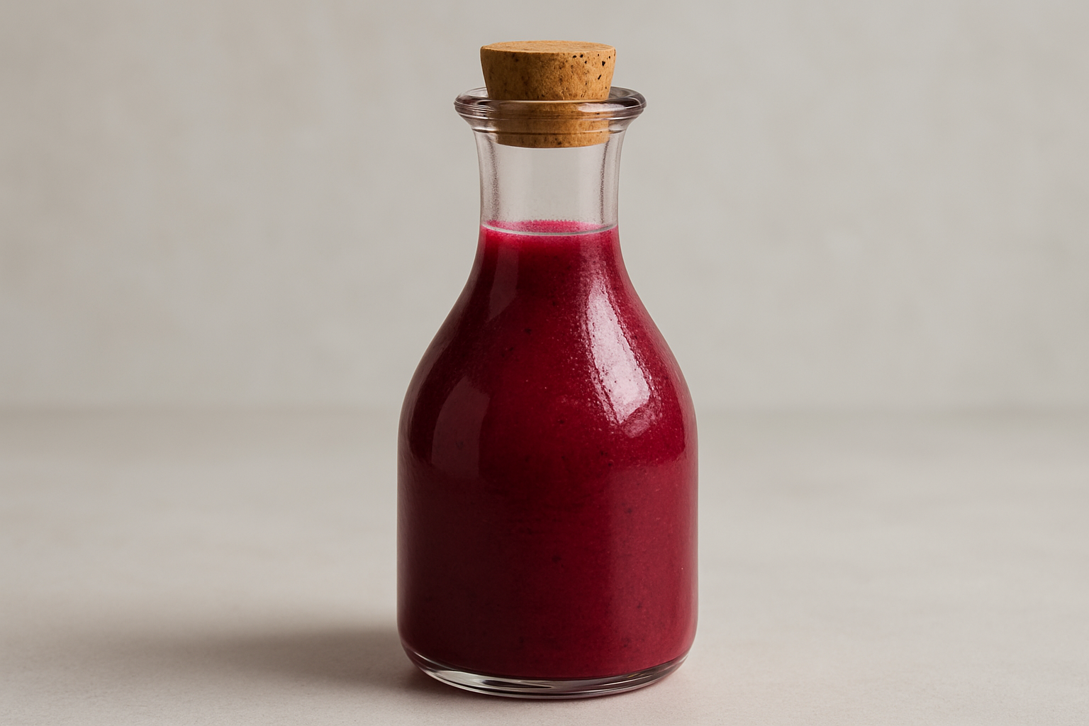 cranberry dressing in a glass bottle
